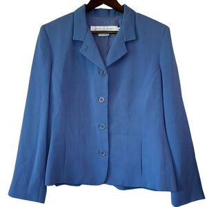 Garfield & Marks Petite Women’s Button Blue Shoulder Pad Lined Blazer Work Sz 14